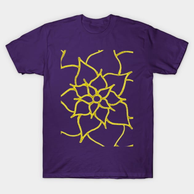 Blooming Gold Flower (Dark Purple) T-Shirt by thcreations1